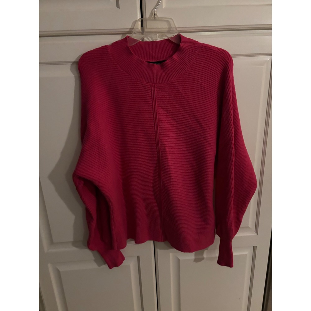Tecrew‎ Hot Pink Ribbed Mock Neck Oversized Sweater Large